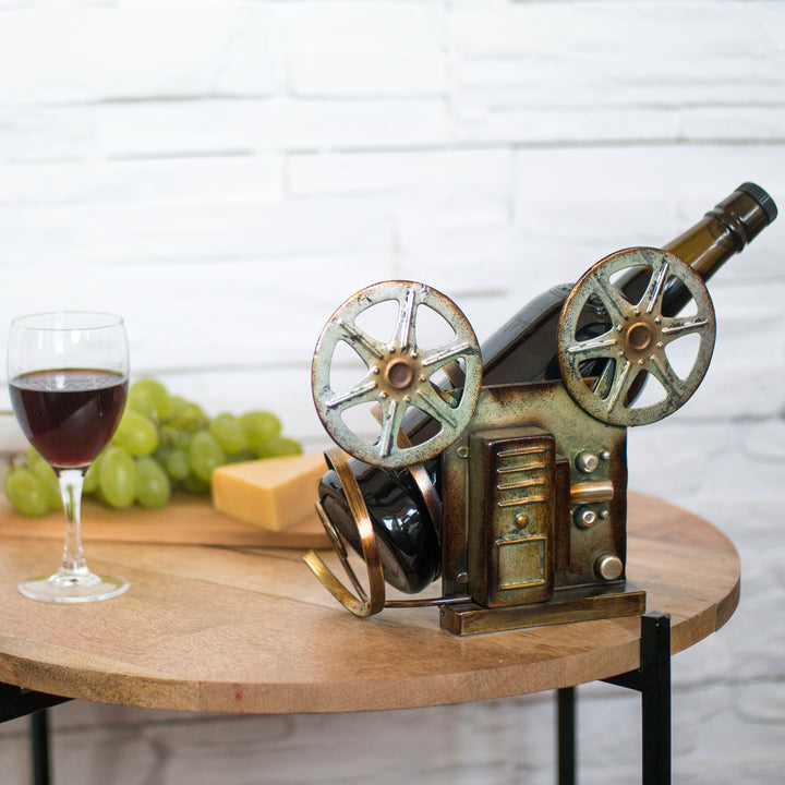 Vintage Tape Deck Player - Made Easy Kit Wine Bottle Display Holder Rack - Premium Setting Home Sculpture Statute - Metal Tabletop Functional Farmhouse Décor