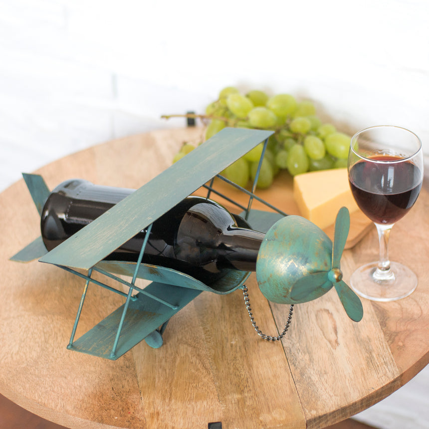 Helicopter - Made Easy Kit Wine Bottle Display Holder Rack - Premium Setting Home Sculpture Statute - Metal Tabletop Functional Farmhouse Décor