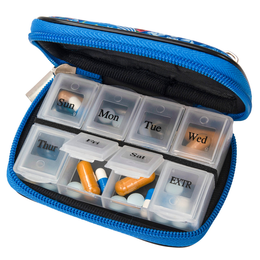 TWO AM/PM Weekly Pill Box Case Organizer Medicine Vitamins 7 Day Holder  Travel