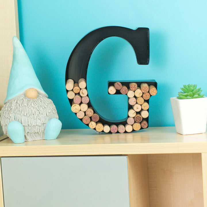 Metal Letter Wine Cork Keepsake Saver & Holder Monogram w/Free Wall Mount Kit A-Z Decor 12" x 7" x 1.75"