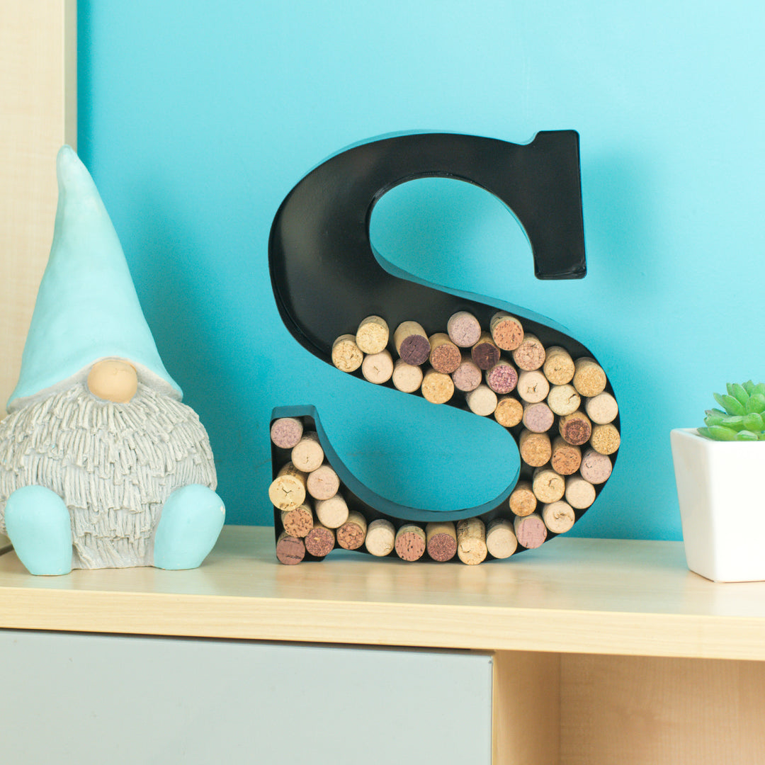 Metal Letter Wine Cork Keepsake Saver & Holder Monogram w/Free Wall Mount Kit A-Z Decor 12" x 7" x 1.75"