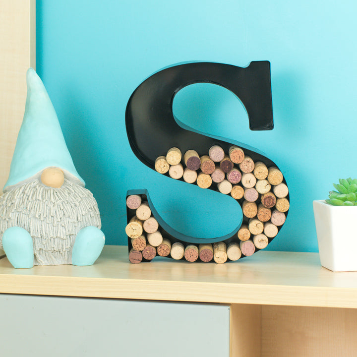 Metal Letter Wine Cork Keepsake Saver & Holder Monogram w/Free Wall Mount Kit A-Z Decor 12" x 7" x 1.75"