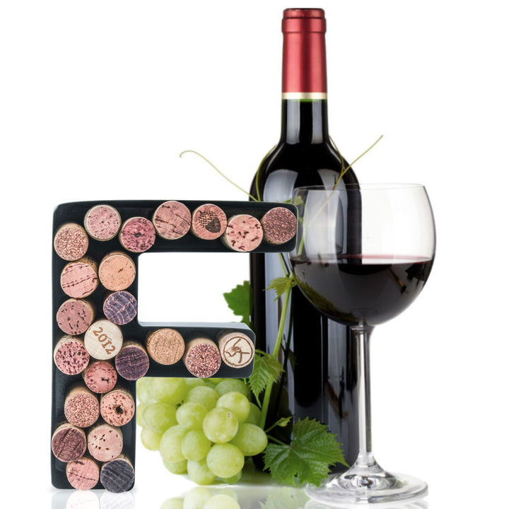Made Easy Kit Wine Cork Holder Decorative Metal Monogram Letter for Wine Corks - Easy Mount kit Included 7" x 5.5" x 2"