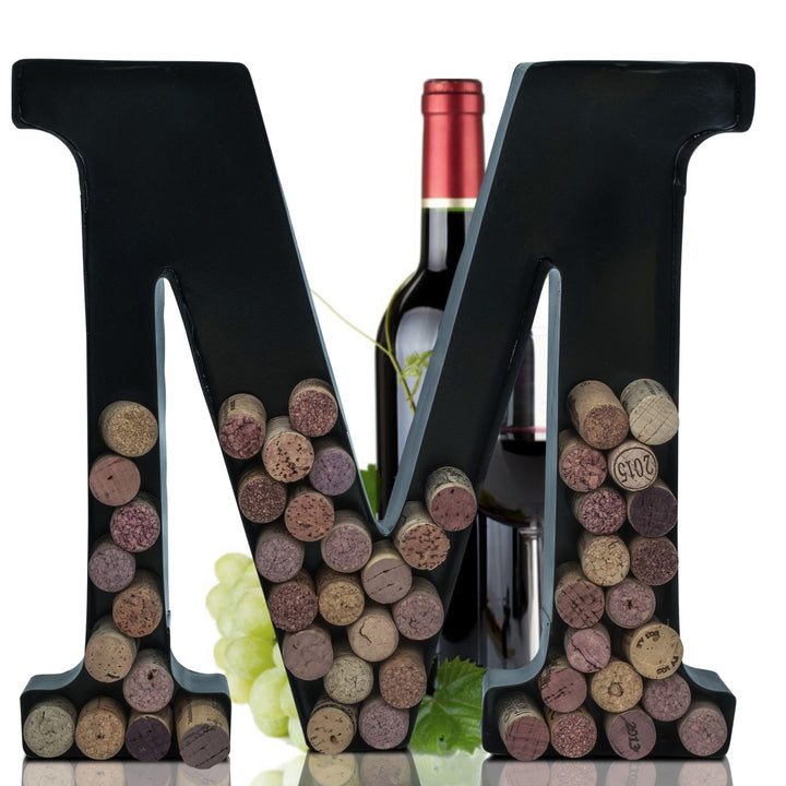 Metal Letter Wine Cork Keepsake Saver & Holder Monogram w/Free Wall Mount Kit A-Z Decor 12" x 7" x 1.75"