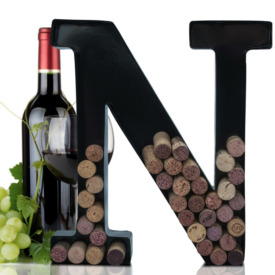 Metal Letter Wine Cork Keepsake Saver & Holder Monogram w/Free Wall Mount Kit A-Z Decor 12" x 7" x 1.75"