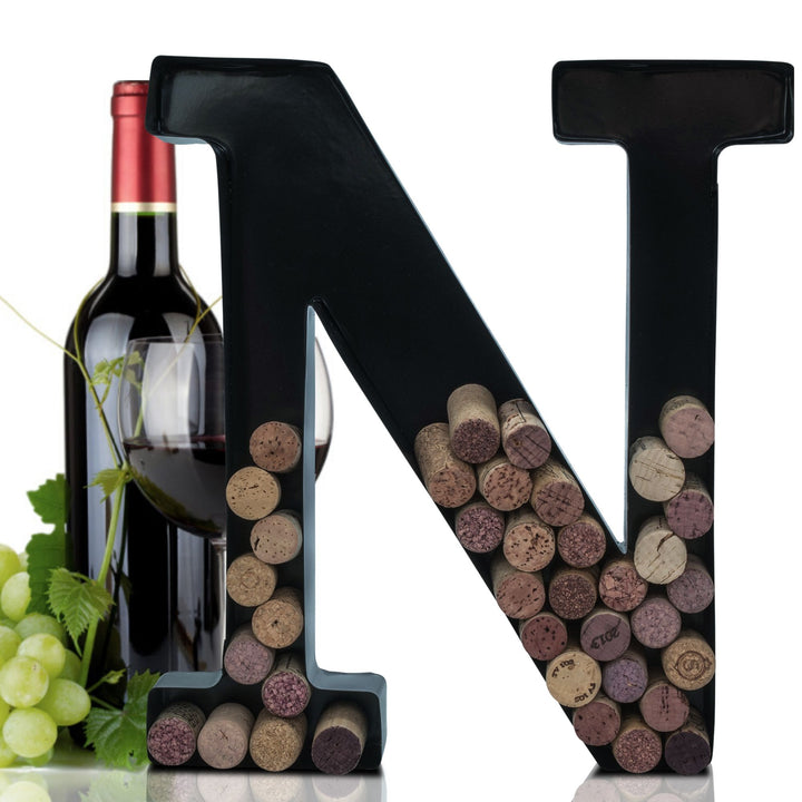 Metal Letter Wine Cork Keepsake Saver & Holder Monogram w/Free Wall Mount Kit A-Z Decor 12" x 7" x 1.75"