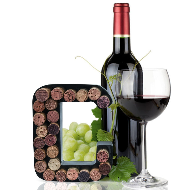 Made Easy Kit Wine Cork Holder Decorative Metal Monogram Letter for Wine Corks - Easy Mount kit Included 7" x 5.5" x 2"