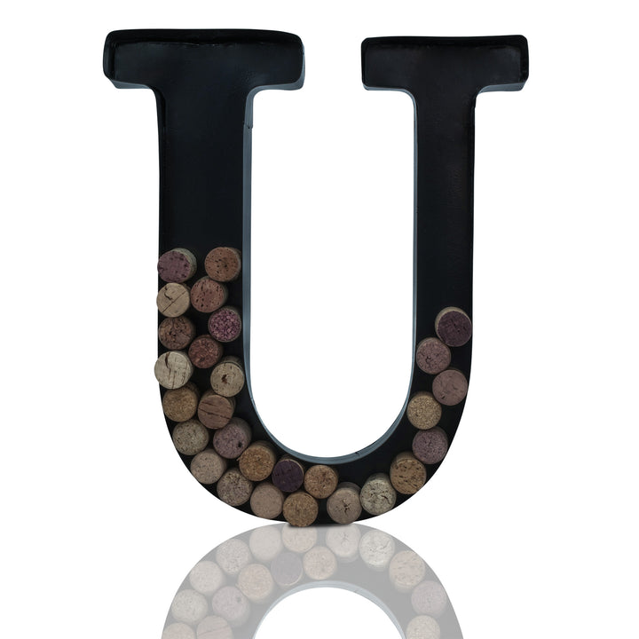Metal Letter Wine Cork Keepsake Saver & Holder Monogram w/Free Wall Mount Kit A-Z Decor 12" x 7" x 1.75"