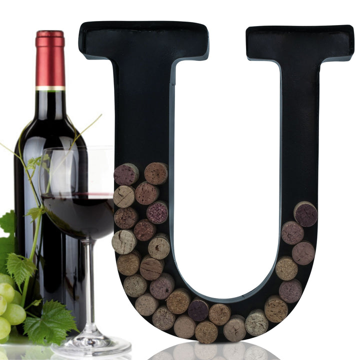 Metal Letter Wine Cork Keepsake Saver & Holder Monogram w/Free Wall Mount Kit A-Z Decor 12" x 7" x 1.75"
